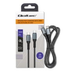 Qoltec USB 2.0 type C | USB 2.0 type C 100W | QC 3.0 | PD | 1m | Fekete