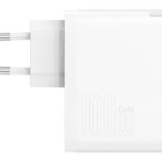 BASEUS GaN5 Pro hálózati töltő adapter USB / USB-C 100W QC PD, fehér