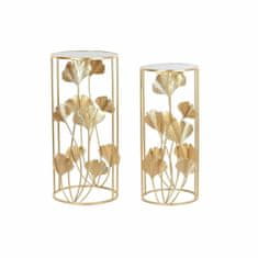 NEW DKD Home Decor Crystal Gold Metal Tropical Plant Leaf (35 x 35 x 75 cm) (2 db)