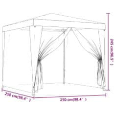 shumee zöld HDPE rendezvénysátor 4 hálós oldalfallal 2,5x2,5 m