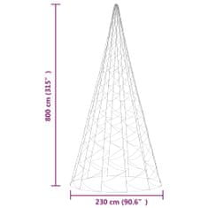 Greatstore karácsonyfa zászlórúdon 3000 színes LED-del 800 cm