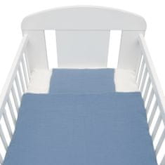 NEW BABY Muszlin ágynemű szett kiságyba töltettel 100x70 cm kék