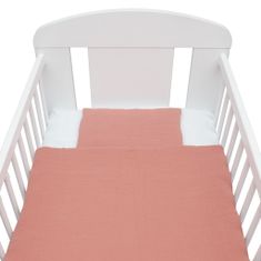 NEW BABY Muszlin ágynemű szett kiságyba töltettel 100x70 cm rózsaszín