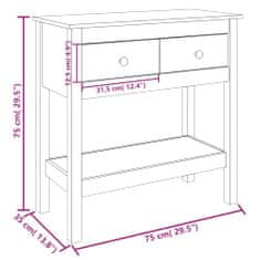 Vidaxl fekete tömör fenyőfa tálalóasztal 75 x 35 x 75 cm 814623