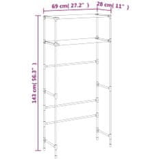 Greatstore 2 szintes szürke vas mosógép feletti tárolóállvány 69x28x143 cm