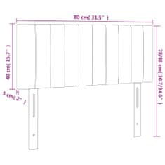 Greatstore sötétszürke bársony LED-es fejtámla 80 x 5 x 78/88 cm