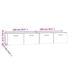 shumee 2 db barna tölgyszínű szerelt fa faliszekrény 100x36,5x35 cm