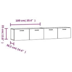 shumee 2 db magasfényű fehér szerelt fa faliszekrény 100x36,5x35 cm