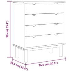 shumee barna-fehér tömör fenyőfa fiókos szekrény 76,5x39,5x90 cm