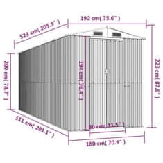 shumee antracitszürke horganyzott acél kerti fészer 192 x 523 x 223 cm