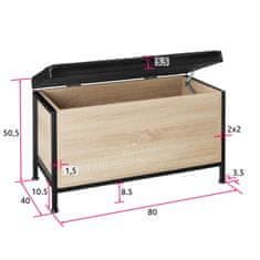 tectake Calico kárpitozott ülőláda 81.5x41.5x50.5cm - Könnyű fa, tölgy Sonoma