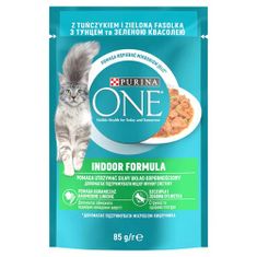 Purina ONE Indoor mini filé tonhallal és zöldbabbal lében 85g