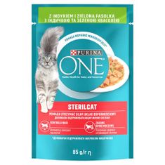 Purina ONE Sterilcat mini filé pulykával és zöldbabbal lében 85g