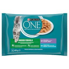 Purina ONE Multipack Indoor mini filé tonhallal és zöldbabbal / borjúhússal és sárgarépával lében 4x85g