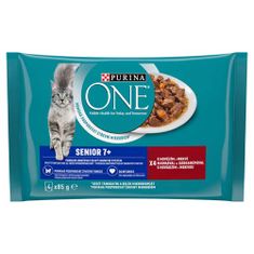 Purina ONE Multipack SENIOR 7+ mini filé marhahússal és sárgarépával lével 4x85g