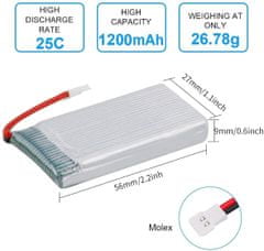 YUNIQUE GREEN-CLEAN 4db újratölthető Lipo akkumulátor (3.7V, 1200mAh Lipo) RC drónokhoz Syma X5SC X5SW Quadcopters + töltő 1-4