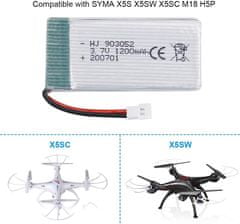 YUNIQUE GREEN-CLEAN 4db újratölthető Lipo akkumulátor (3.7V, 1200mAh Lipo) RC drónokhoz Syma X5SC X5SW Quadcopters + töltő 1-4