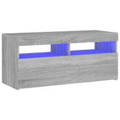 shumee szürke sonoma színű TV-szekrény LED-világítással 90x35x40 cm