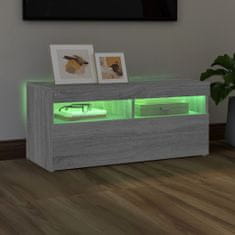 shumee szürke sonoma színű TV-szekrény LED-világítással 90x35x40 cm