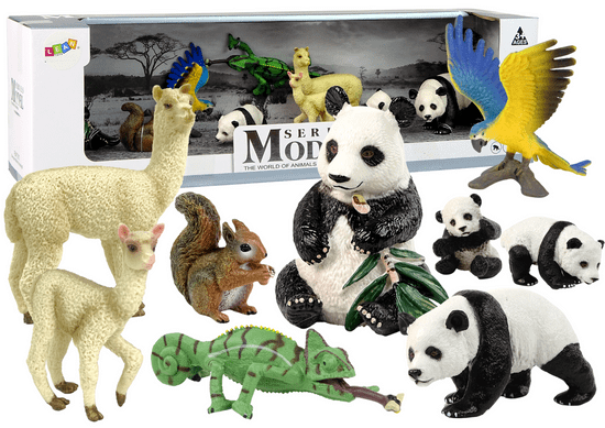 Lean-toys Figurás állatok készlet Papagáj Panda