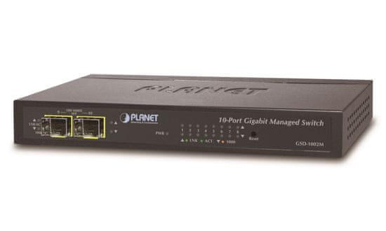 Planet GSD-1002M L2 switch, 8x1Gb, 2x1Gb SFP, 48-56VDC, ventilátor nélkül