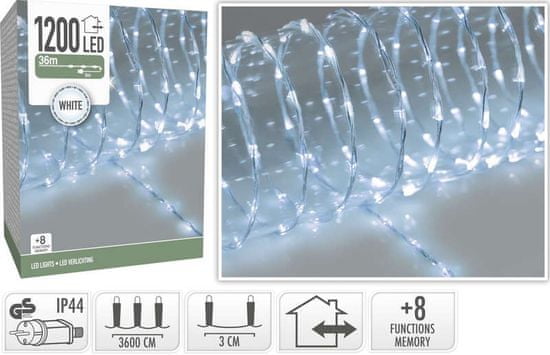 HOMESTYLING karácsonyi fénylánc hideg fehér 1200 LED / 36 m KO-AX9621080