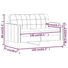 Vidaxl 2 személyes krémszínű műbőr kanapé 140 cm 359118