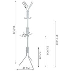 Malatec Fém akasztó kabátokhoz és sapkákhoz 170cm fehér