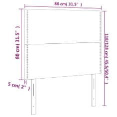 Greatstore sötétszürke bársony LED-es fejtámla 80x5x118/128 cm