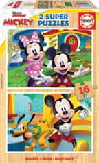 EDUCA Fa puzzle Mickey és Minnie 2x16 darab