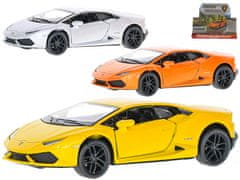 Kinsmart Lamborghini Huracan LP610-4 13 cm 1:36 fém hátlap - színkeverék (narancssárga, fehér, sárga)