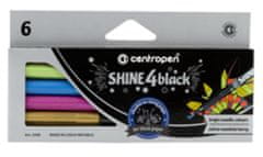 Centropen SHINE 4 BLACK Marker - 6 metál színű készlet