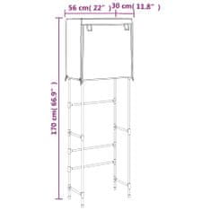 Greatstore 2 szintes fekete vas WC feletti tárolóállvány 56x30x170 cm