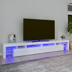 shumee magasfényű fehér TV-szekrény LED lámpákkal 260x36,5x40 cm