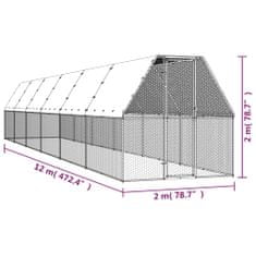 shumee kültéri horganyzott acél tyúkól 2x12x2 m