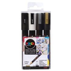 Posca Akril marker készlet 1,8-2,5 mm - fekete, arany, ezüst, fehér 4 db