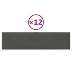 shumee 12 db sötétszürke bársony fali panel 60x15 cm 1,08 m²