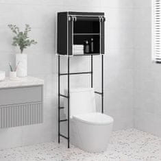 Greatstore 2 szintes fekete vas WC feletti tárolóállvány 56x30x170 cm