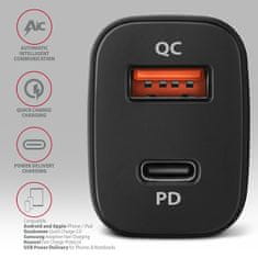 AXAGON PWC-PQ38, PD & QUICK autós töltő 38W, 2x port (USB + USB-C), PD3.0/QC3.0/AFC/FCP/Apple