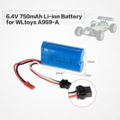 YUNIQUE GREEN-CLEAN 1 darabból álló újratölthető lipo akkumulátor (6.4V 750mAh) autóhoz A959-A A969-A A979-A K929-A RC Truck 16500