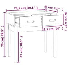 Vidaxl fekete tömör fenyőfa tálalóasztal 76,5 x 40 x 75 cm 821753