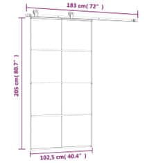 Greatstore ESG üveg-alumínium tolóajtó fémszerelvény-szettel 102,5x205 cm