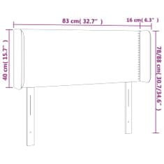 Greatstore sötétszürke bársony LED-es fejtámla 83 x 16 x 78/88 cm