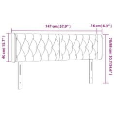 Greatstore sötétszürke bársony fejtámla szárnyakkal 147x16x78/88 cm