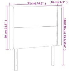 Greatstore sötétszürke bársony LED-es fejtámla 93x16x118/128 cm