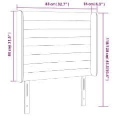 Greatstore sötétszürke bársony LED-es fejtámla 83x16x118/128 cm