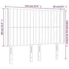 Greatstore sötétszürke bársony LED-es fejtámla 147x16x118/128 cm