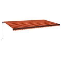 Greatstore narancs és barna kézzel kihúzható LED-es napellenző 600x350 cm