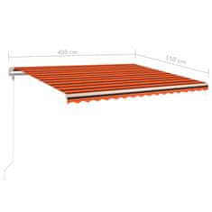 Greatstore narancssárga-barna szélérzékelős és LED-es napellenző 400x350cm