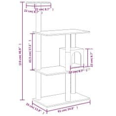 Greatstore sötétszürke macskabútor szizál kaparófával 119 cm